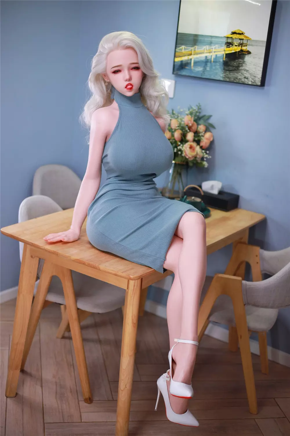 JY 157cm Silicone implanted hair sex doll Vanilla