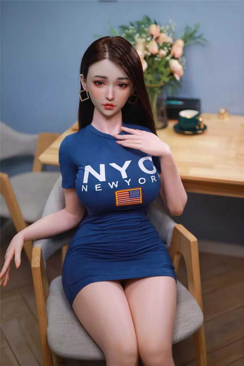 JY 157cm Silicone implanted hair sex doll Chuang