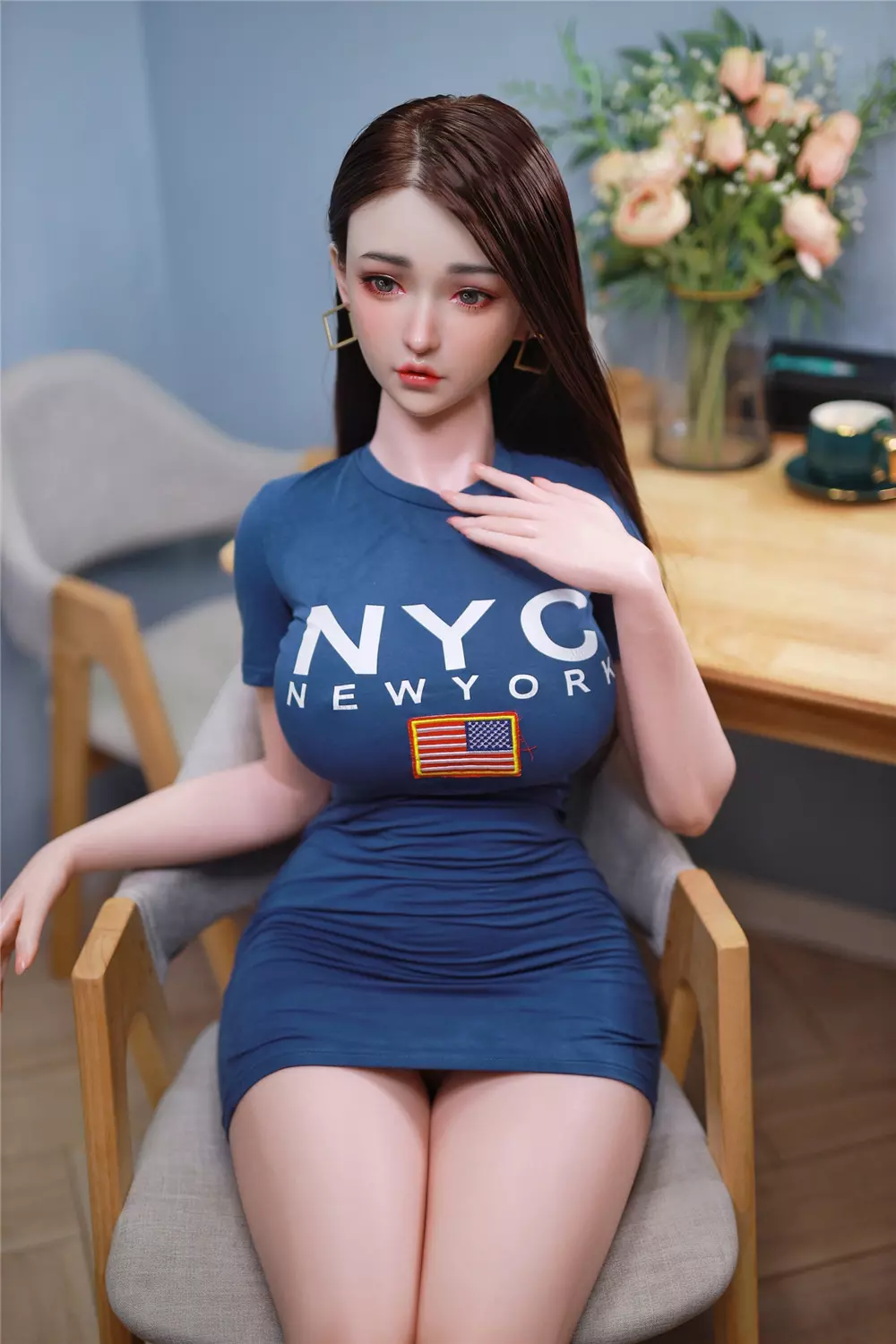 JY 157cm Silicone implanted hair sex doll Chuang