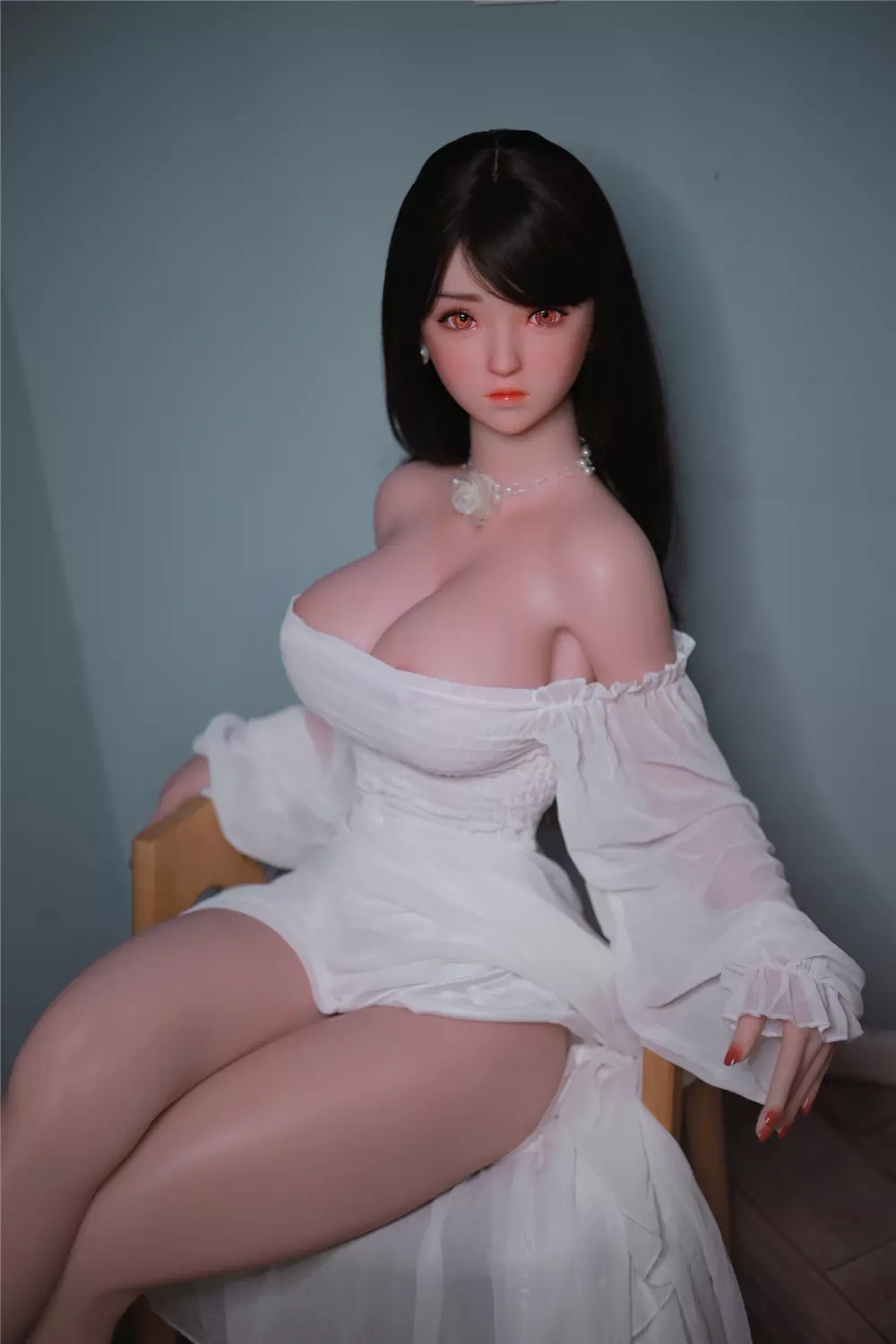 JY 161cm Silicone implanted hair L.Dream white dress