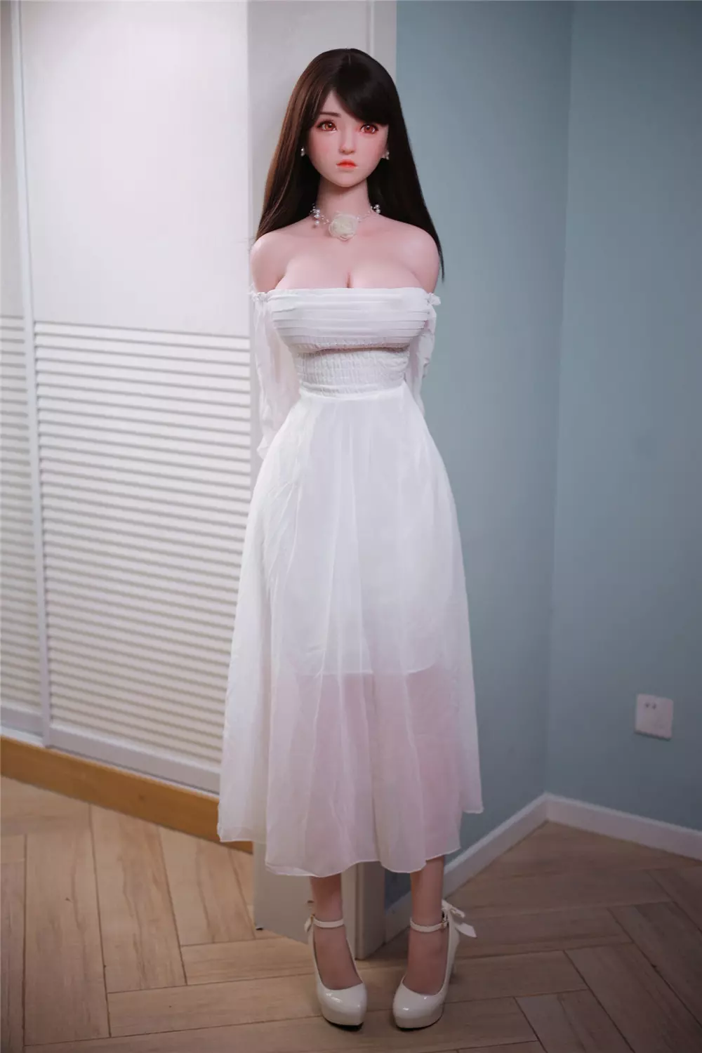 JY 161cm Silicone implanted hair L.Dream white dress