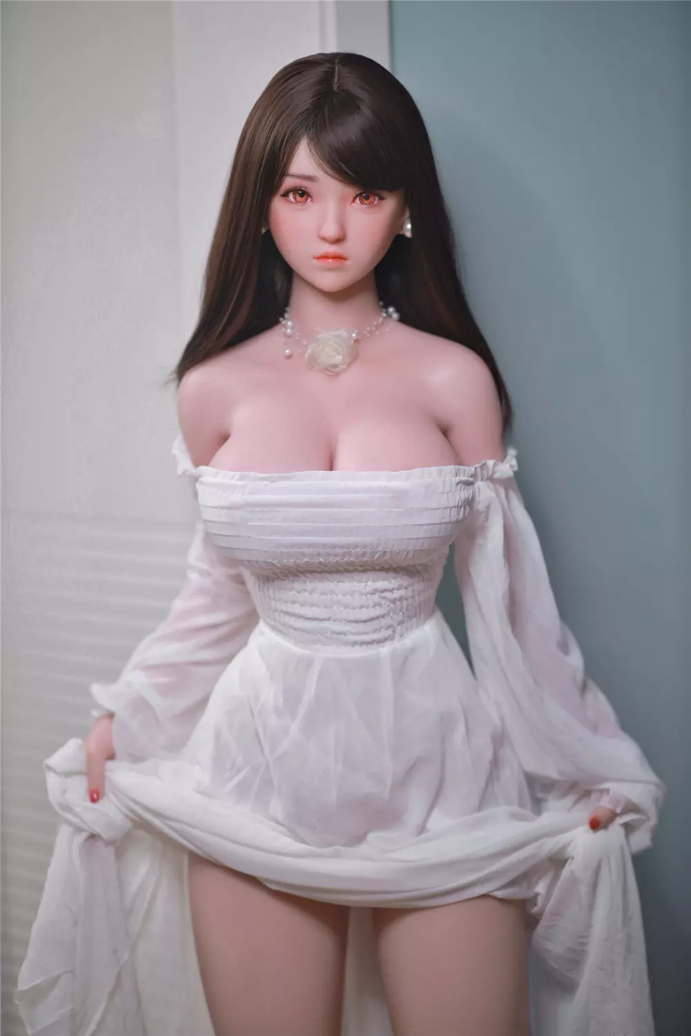 JY 161cm Silicone implanted hair L.Dream white dress