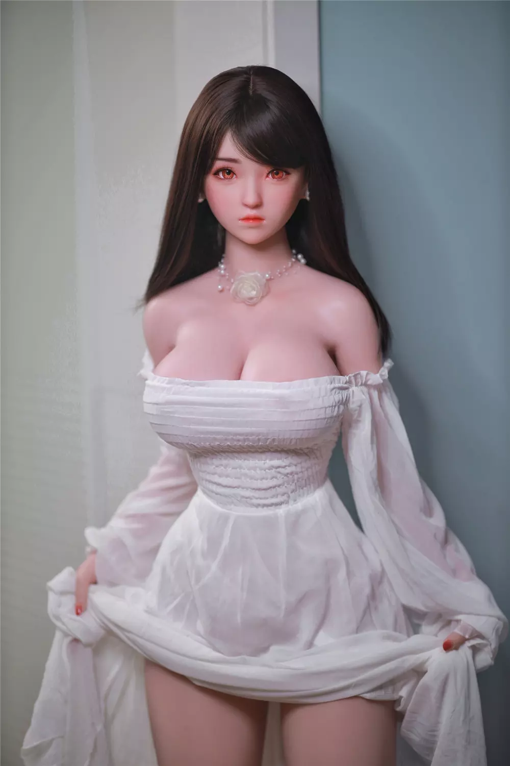 JY 161cm Silicone implanted hair L.Dream white dress