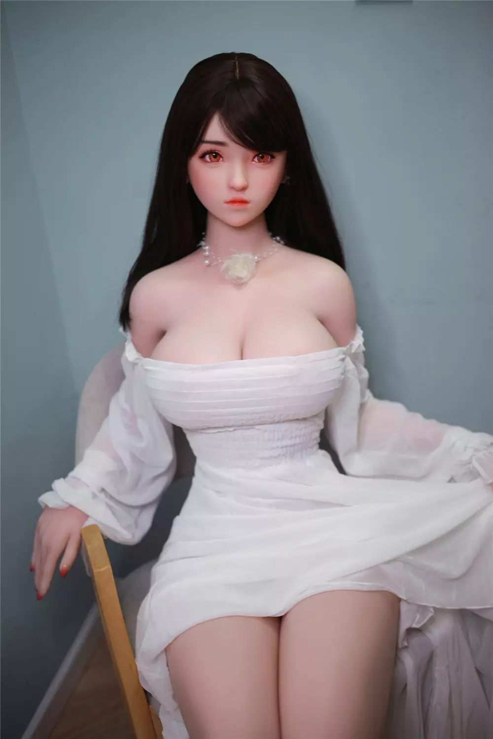 JY 161cm Silicone implanted hair L.Dream white dress