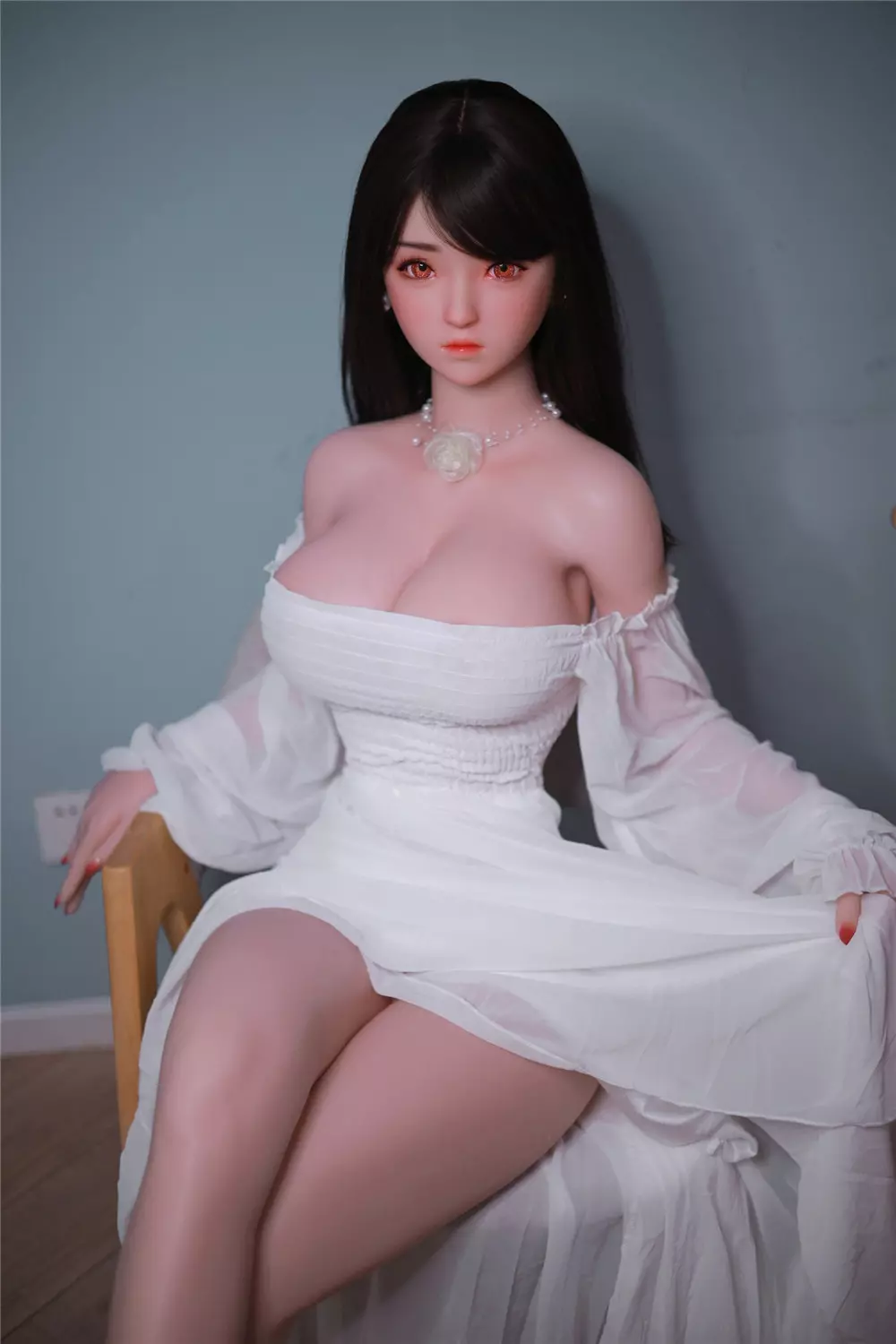 JY 161cm Silicone implanted hair L.Dream white dress