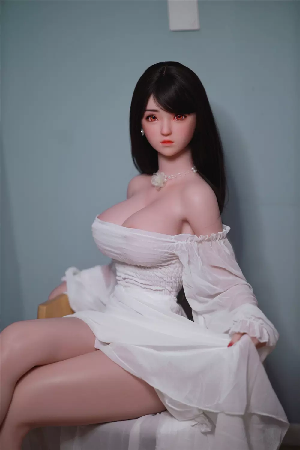 JY 161cm Silicone implanted hair L.Dream white dress