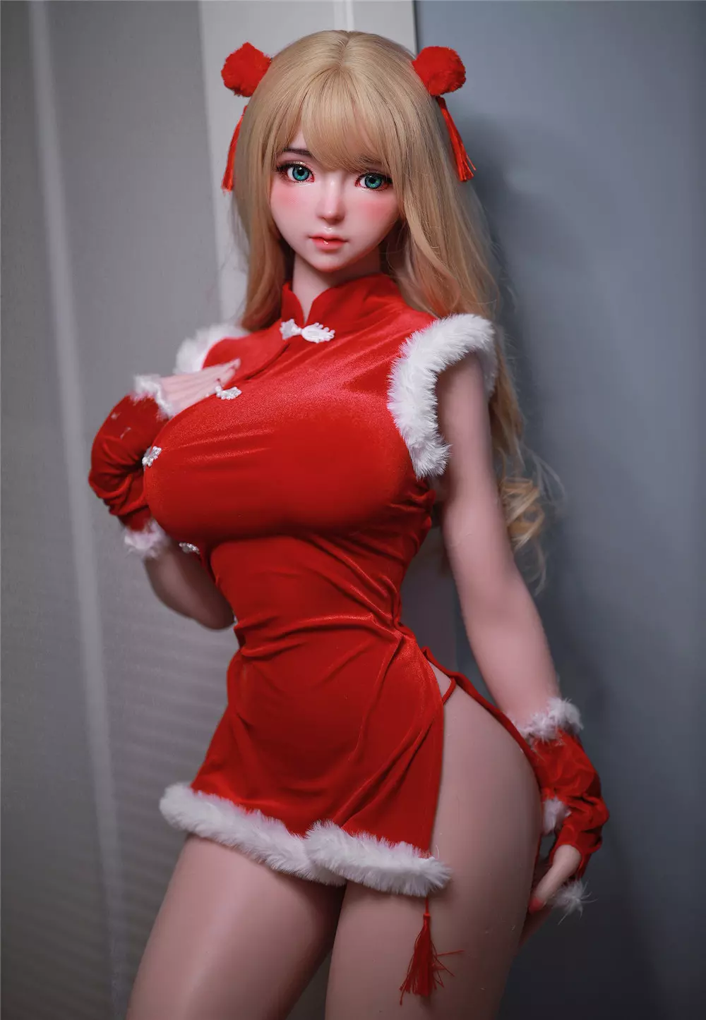 JY 161cm Silicone implanted hair Mili red dress