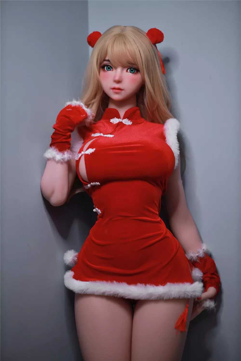 JY 161cm Silicone implanted hair Mili red dress