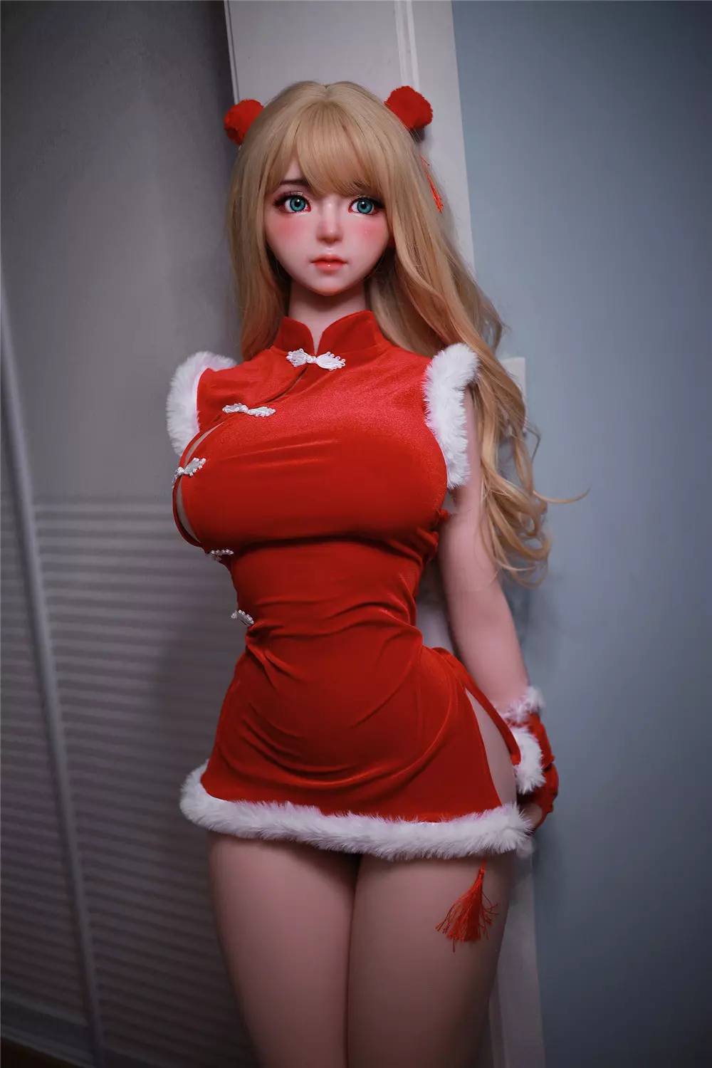 JY 161cm Silicone implanted hair Mili red dress