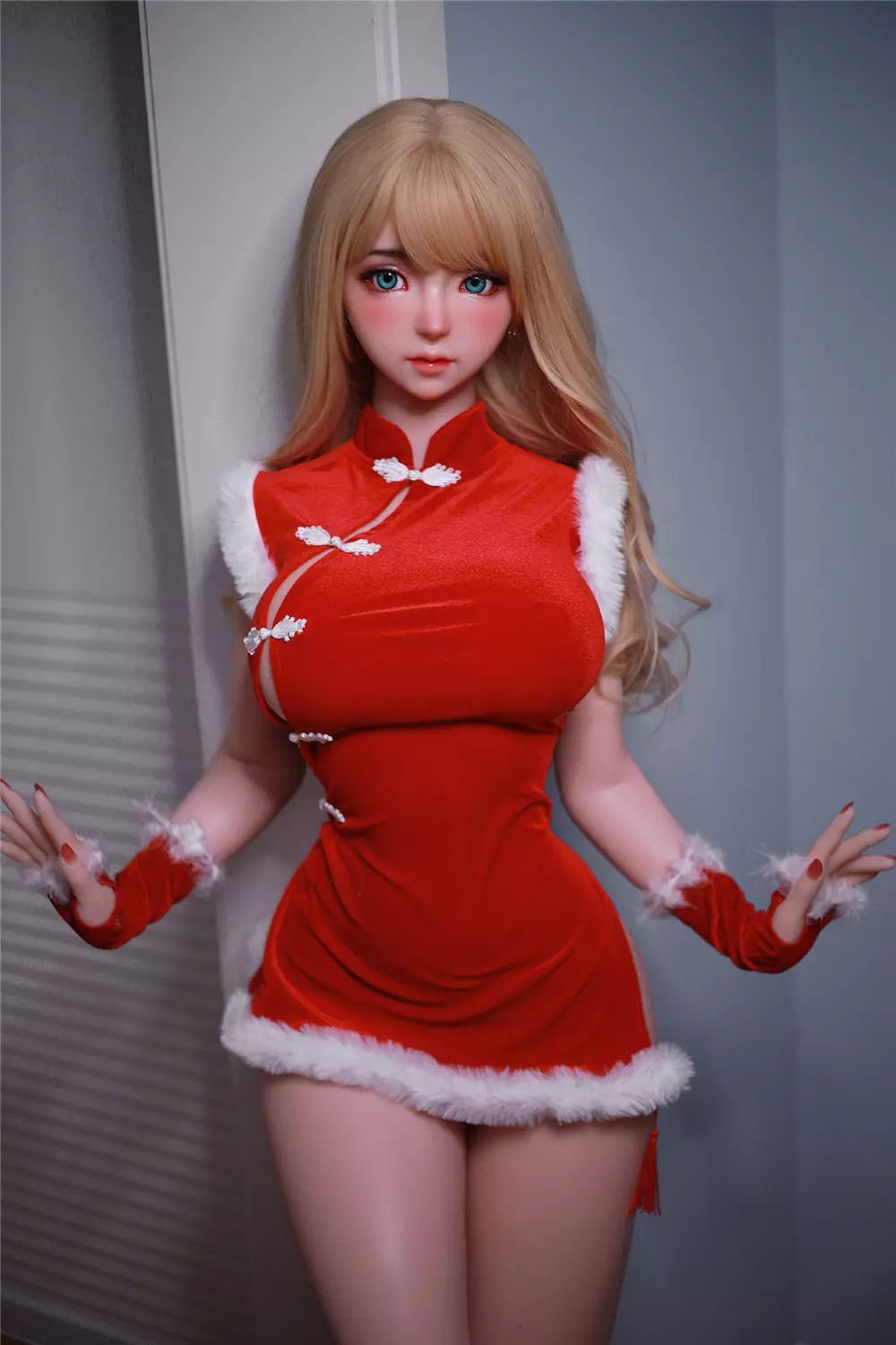 JY 161cm Silicone implanted hair Mili red dress