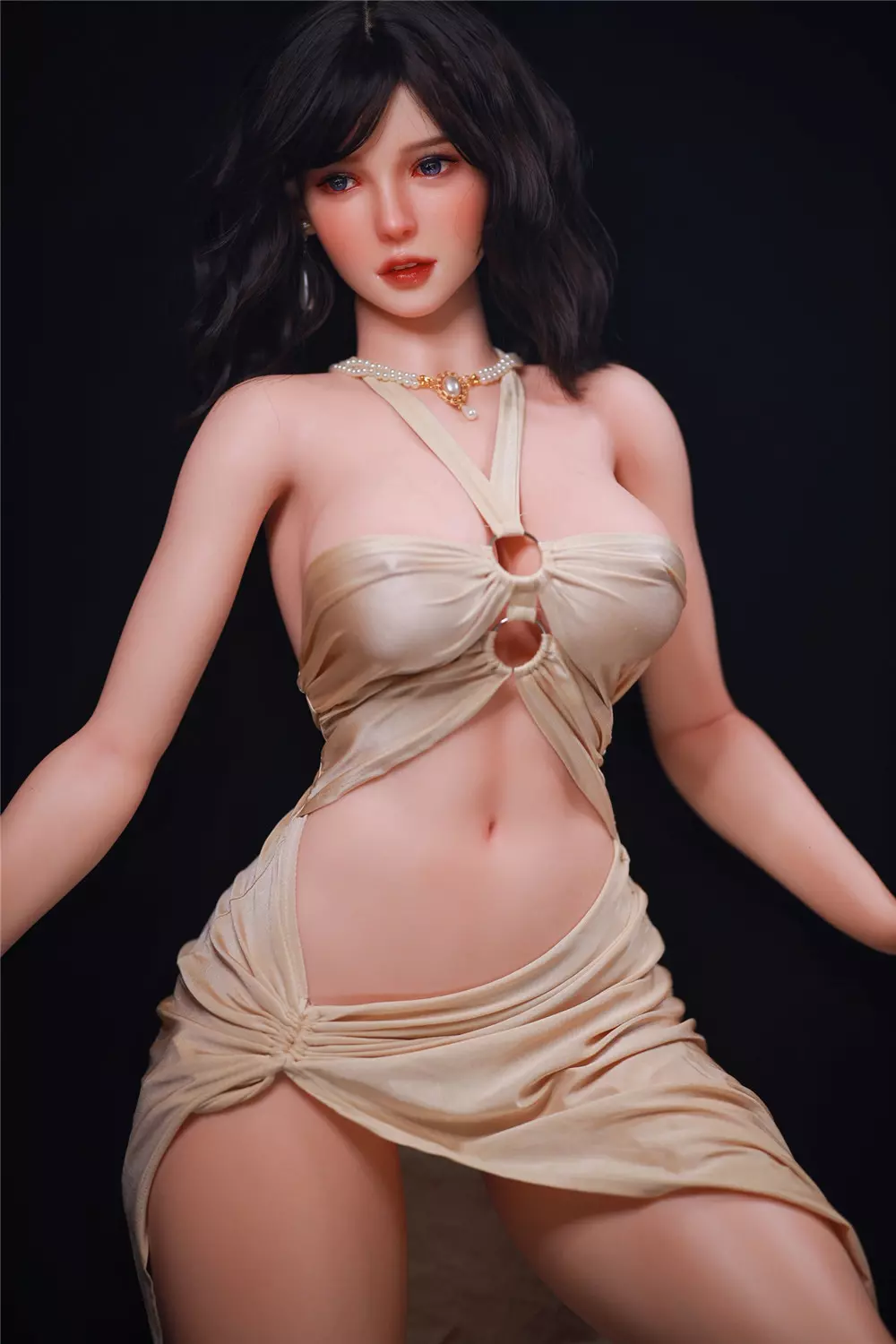 JY 163cm Silicone implanted hair sex doll Nacy black wig