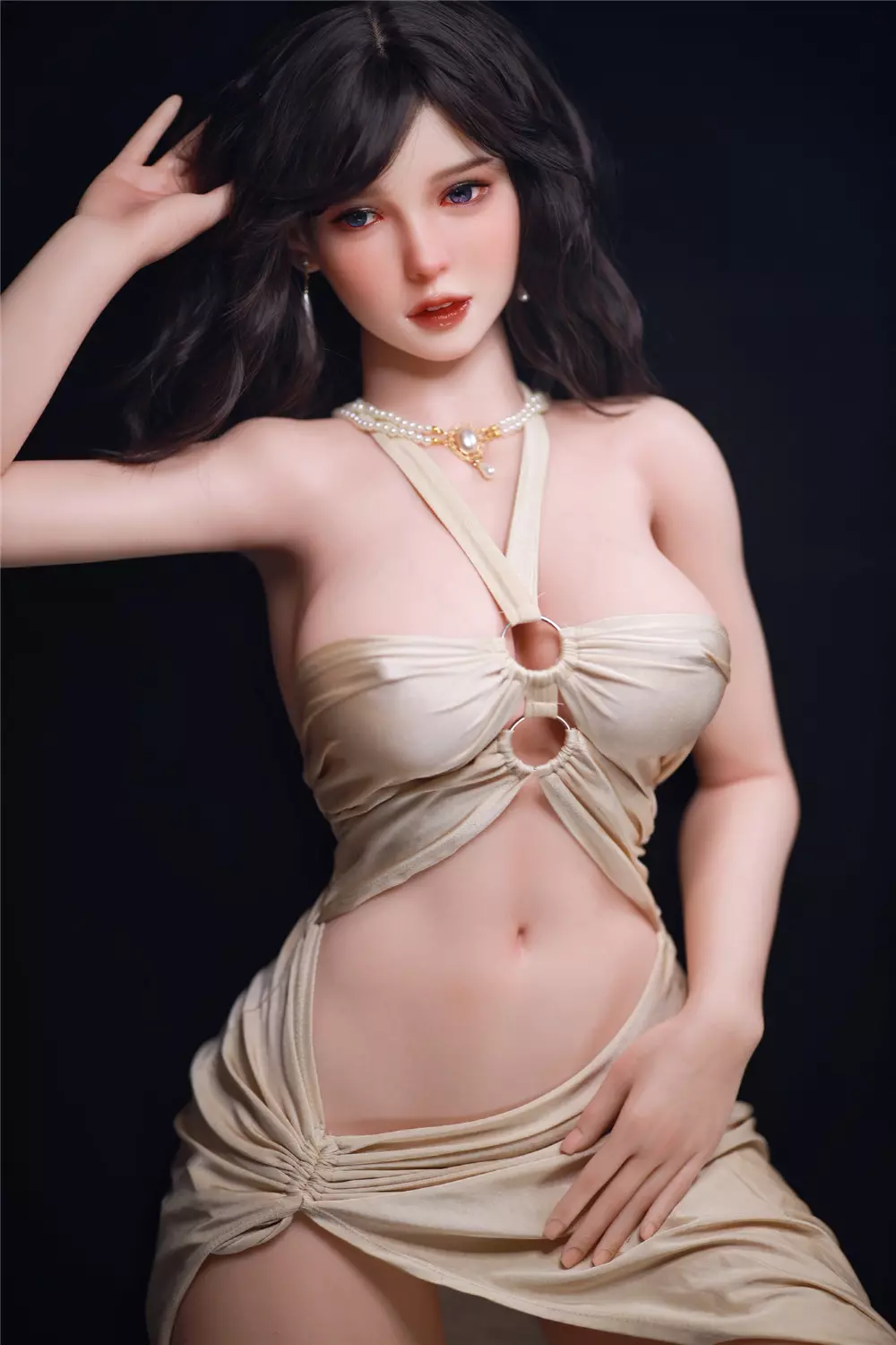 JY 163cm Silicone implanted hair sex doll Nacy black wig