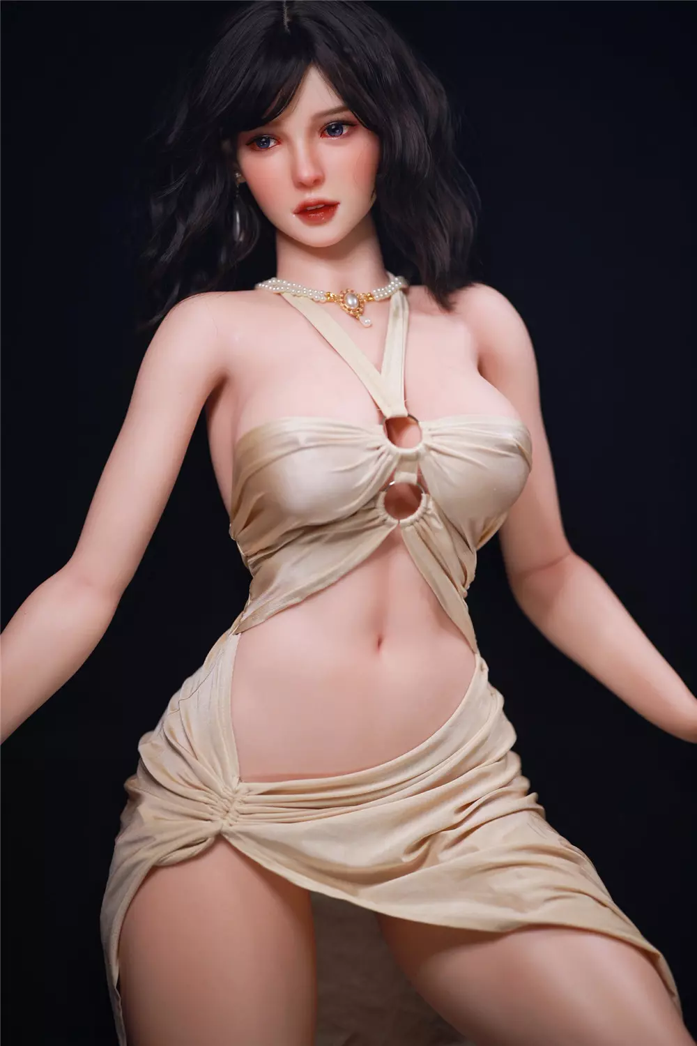 JY 163cm Silicone implanted hair sex doll Nacy black wig