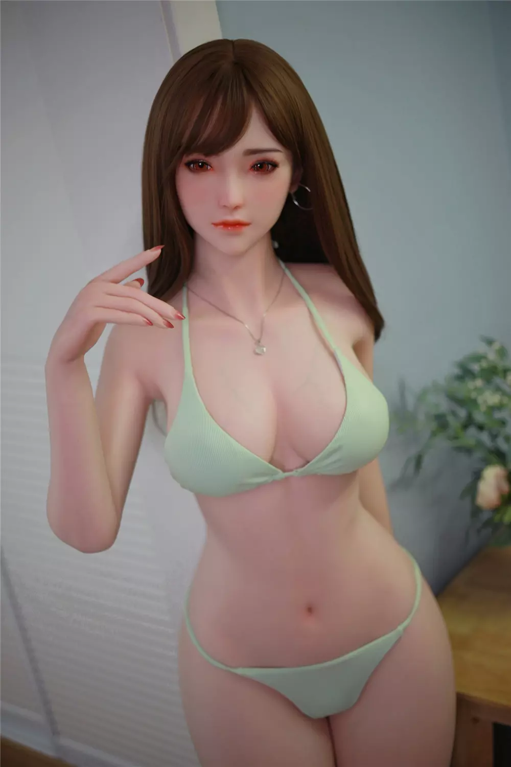 JY 168cm Silicone implanted hair Peaches