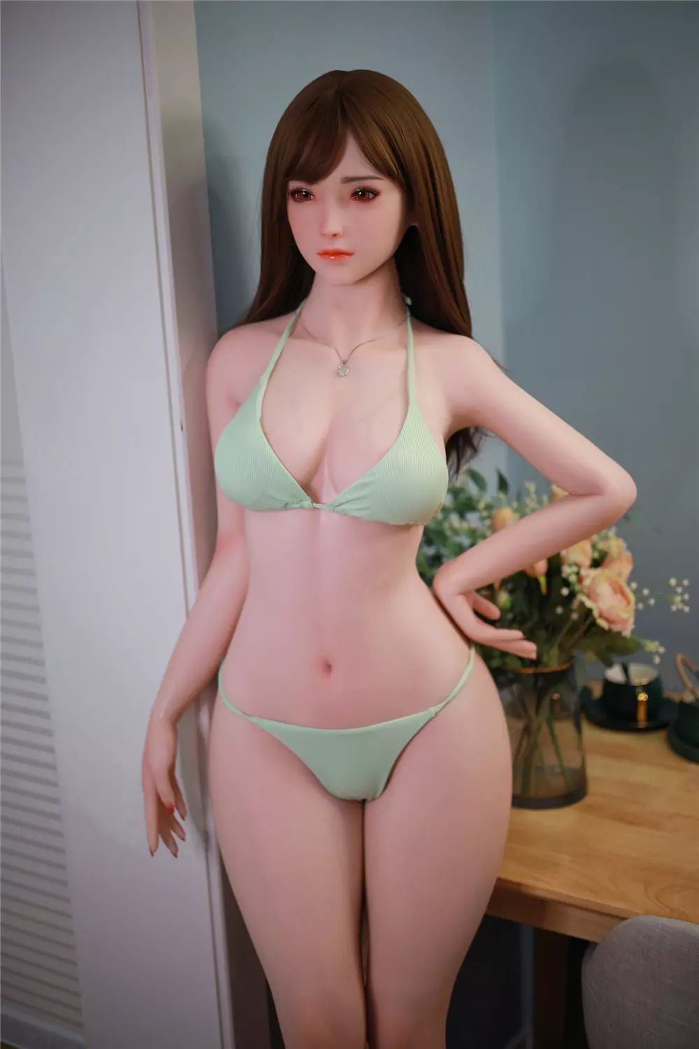 JY 168cm Silicone implanted hair Peaches