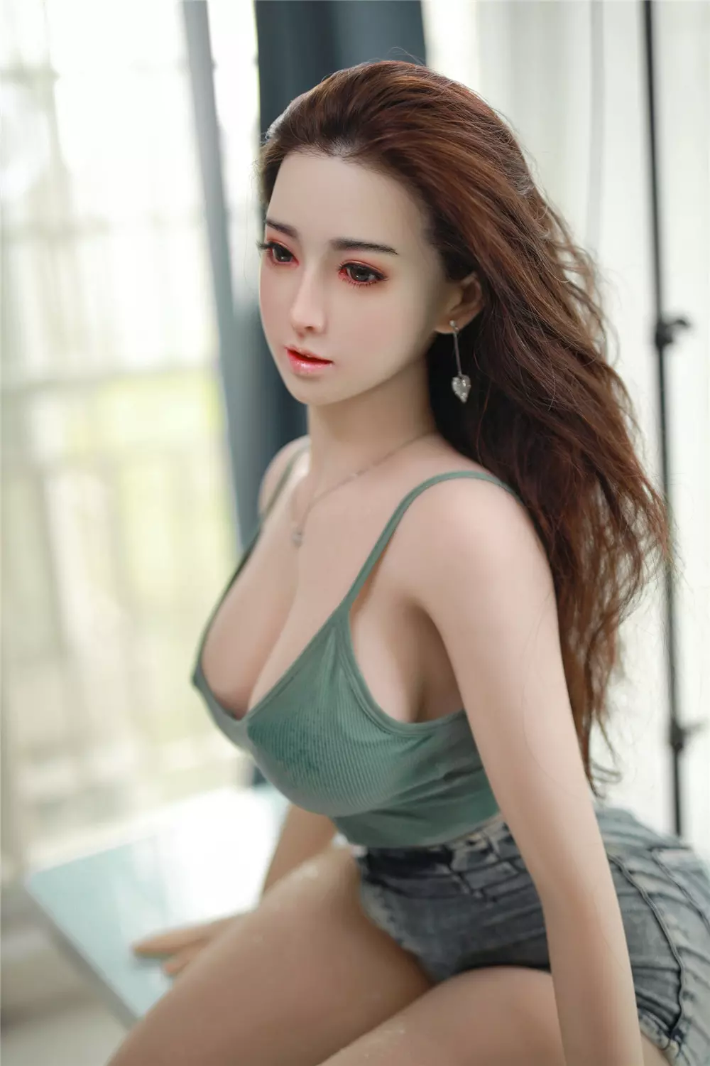 JY 157cm Silicone Head with TPE Body implanted black hair Xiujie