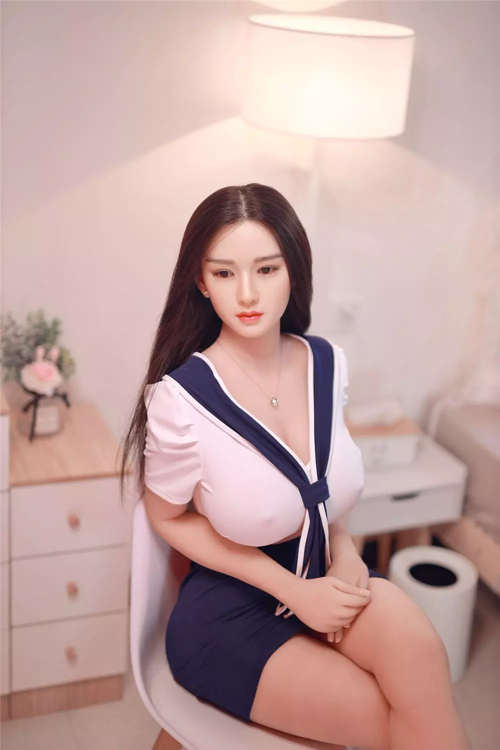 JY 164cm Silicone Head with TPE Body implanted hair Xiaojie