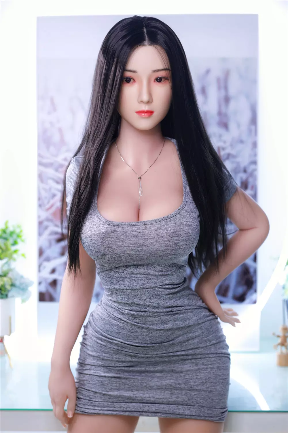 JY 161cm Silicone Head with TPE Body implanted hair Huizi