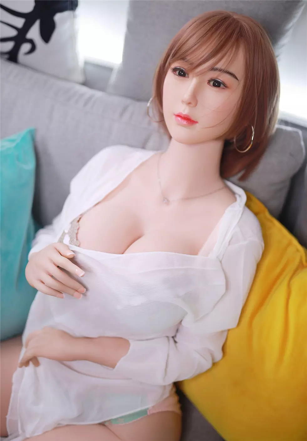 JY 161cm Silicone Head with TPE Body implanted hair Cora